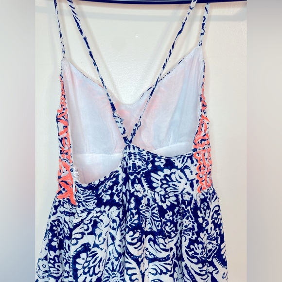 Windsor Spaghetti Strap Racerback Summer Dress Coral Navy and White - Picture 5 of 10